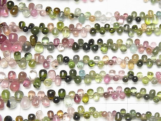 [Video] High Quality Tourmaline AAA-Drop (Smooth) half or 1strand beads (aprx.7inch / 18cm)