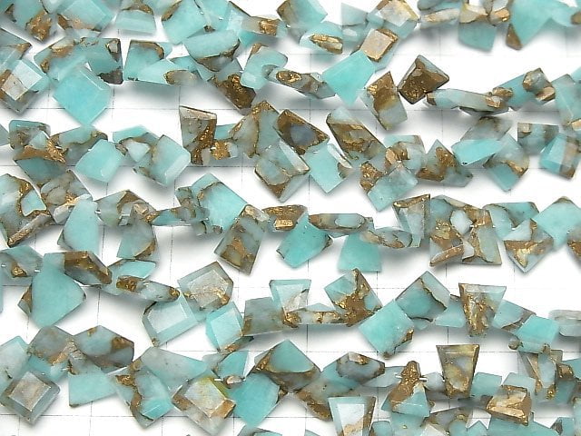 [Video] Copper Amazonite AAA Rough Slice Faceted half or 1strand beads (aprx.6inch / 16cm)