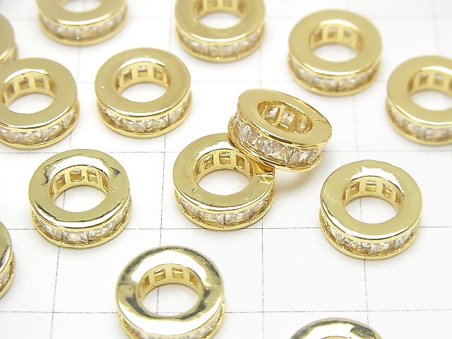 [Video] Metal Parts Roundel 10.5x10.5x3.5mm Gold (with CZ) 2pcs