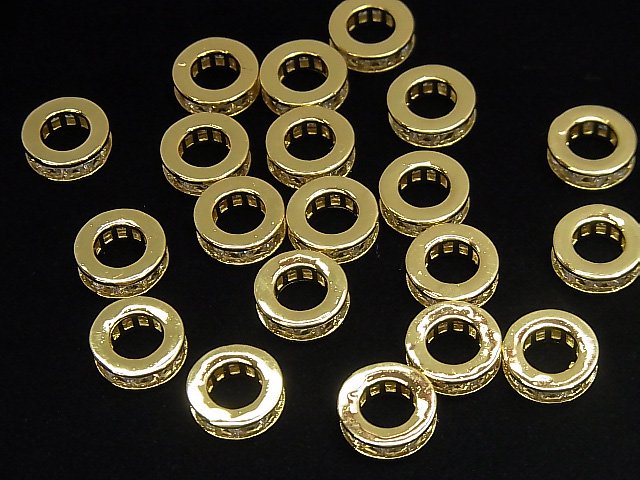 [Video] Metal Parts Roundel 10.5x10.5x3.5mm Gold (with CZ) 2pcs