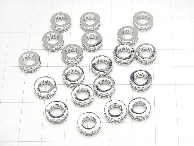 [Video] Metal Parts Rondelle 10.5x10.5x3.5mm Silver (with CZ) 2pcs