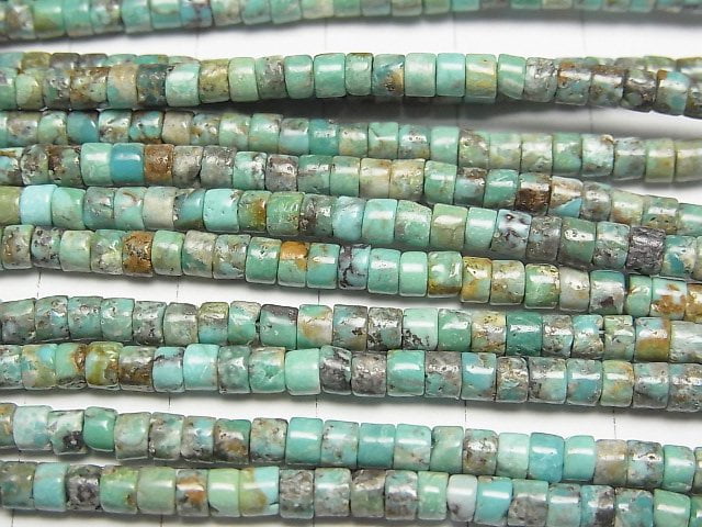 [Video] Turquoise AA++ Rondelle (Heishi )3x3x2mm half or 1strand beads (aprx.15inch/36cm)