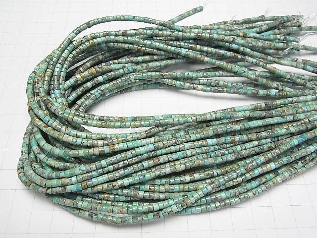 [Video] Turquoise AA++ Roundel (Heishi )3x3x2mm half or 1strand beads (aprx.15inch/38cm)