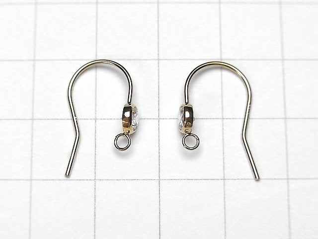 14KGF Earwire w/CZ 18x12mm [Pink] 1pair