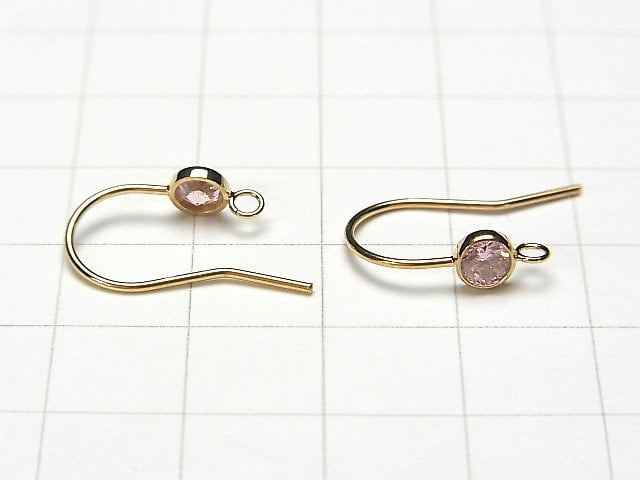 14KGF Earwire w/CZ 18x12mm [Pink] 1pair