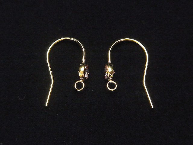 14KGF Earwire w/CZ 18x12mm [Pink] 1pair
