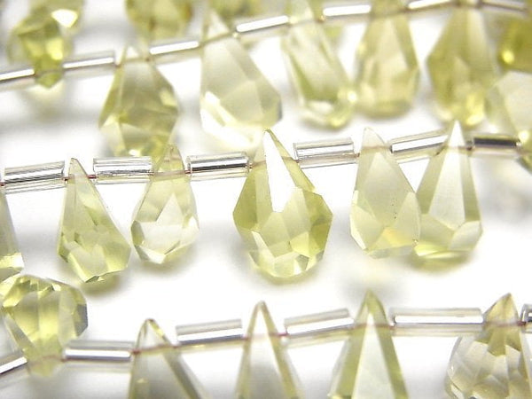 Drop, Faceted Briolette, Lemon Quartz Gemstone Beads