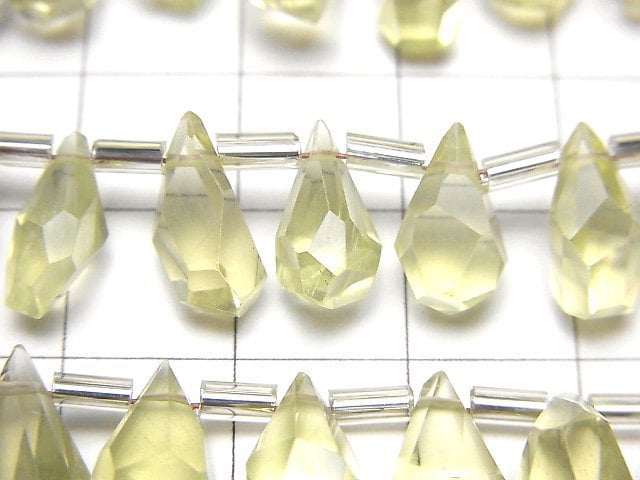 [Video]High Quality Lemon Quartz AAA Rough Drop Faceted Briolette [S size] 1strand (18pcs )