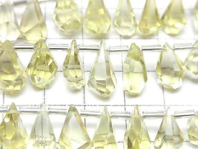 高品質檸檬石英 AAA 原石刻面淚滴形珠子（半串或 1 串，18 顆）