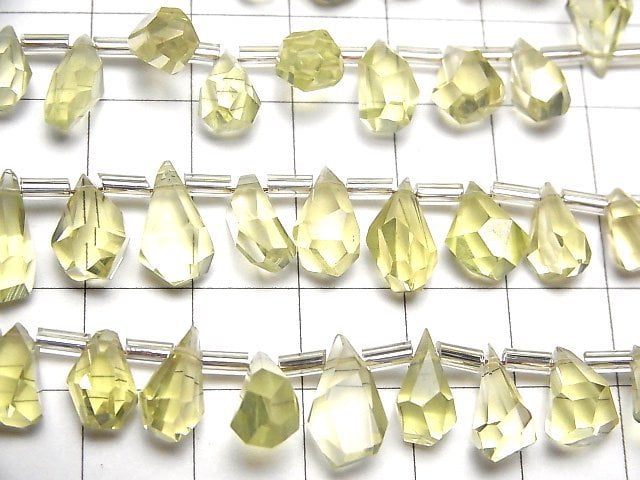 [Video]High Quality Lemon Quartz AAA Rough Drop Faceted Briolette [S size] 1strand (18pcs )