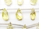 [Video] High Quality Lemon Quartz AAA Rough Drop Faceted Briolette [M size] 1strand beads (aprx.5inch / 12cm)