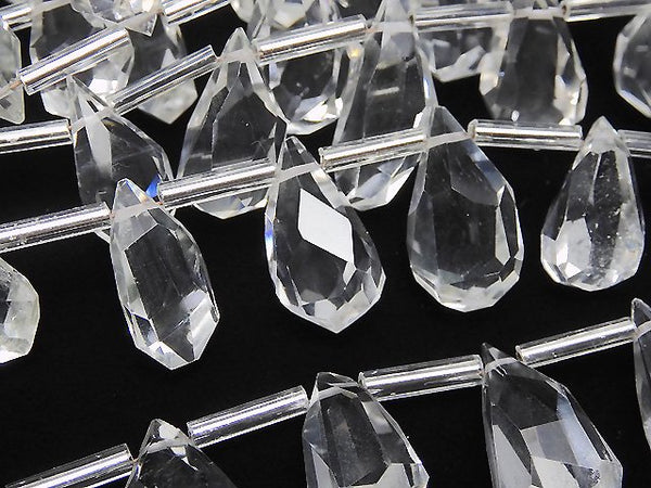Crystal Quartz, Drop, Faceted Briolette Gemstone Beads