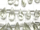 [Video]High Quality Green Amethyst AAA- Rough Drop Faceted Briolette [S size] 1strand (18pcs )