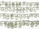 [Video]High Quality Green Amethyst AAA- Rough Drop Faceted Briolette [S size] 1strand (18pcs )