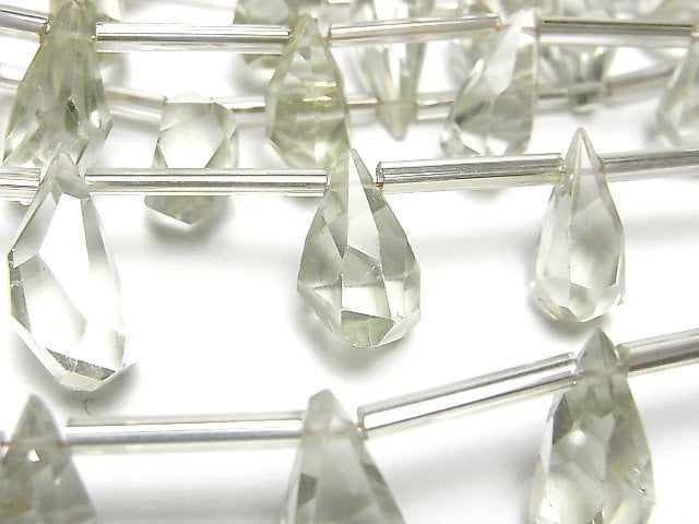 Drop, Faceted Briolette, Green Amethyst Gemstone Beads