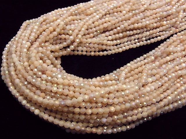 High Quality! Multicolor Moonstone AAA Faceted Round 3mm Coating 1strand beads (aprx.15inch / 36cm)