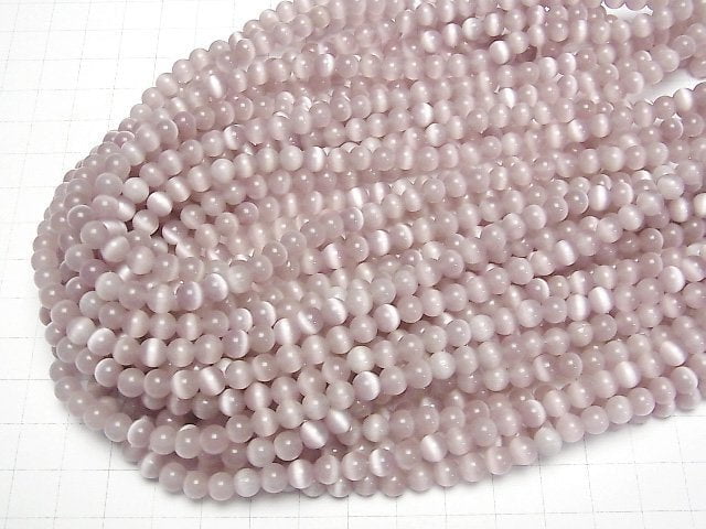 [Video] Light purple color Cat's Eye Round 6mm 1strand beads (aprx.14inch/34cm)