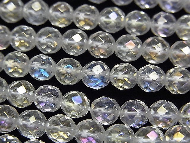 [Video]Aqua Crystal 64Faceted Round 6mm half or 1strand beads (aprx.15inch/37cm)