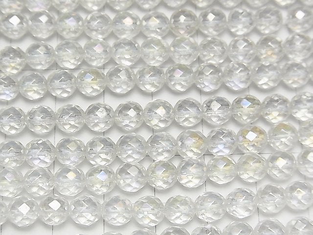 [Video] Aqua Crystal 64Faceted Round 6mm half or 1strand beads (aprx.15inch / 37cm)