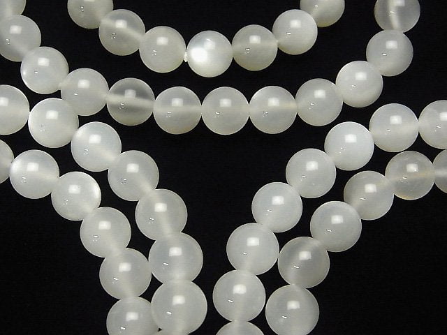 [Video] White Moonstone AAA- Round 8mm Bracelet