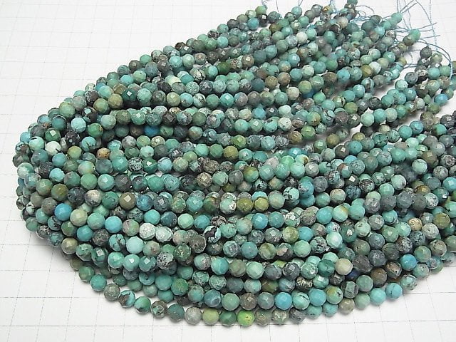 [Video] High Quality! Turquoise AA+ 64Faceted Round 6mm half or 1strand beads (aprx.15inch / 36cm)
