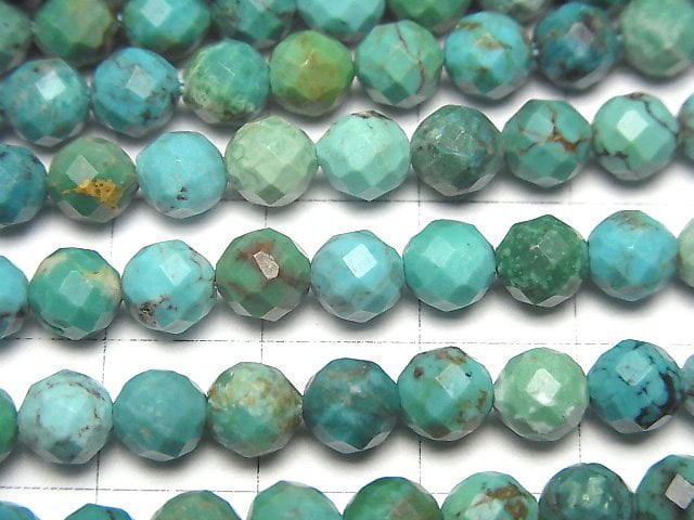 [Video] High Quality! Turquoise AA++ 64Faceted Round 6mm half or 1strand beads (aprx.15inch / 36cm)