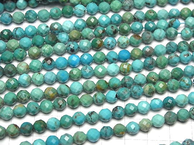 [Video] High Quality! Turquoise AA++ 64Faceted Round 6mm half or 1strand beads (aprx.15inch / 36cm)