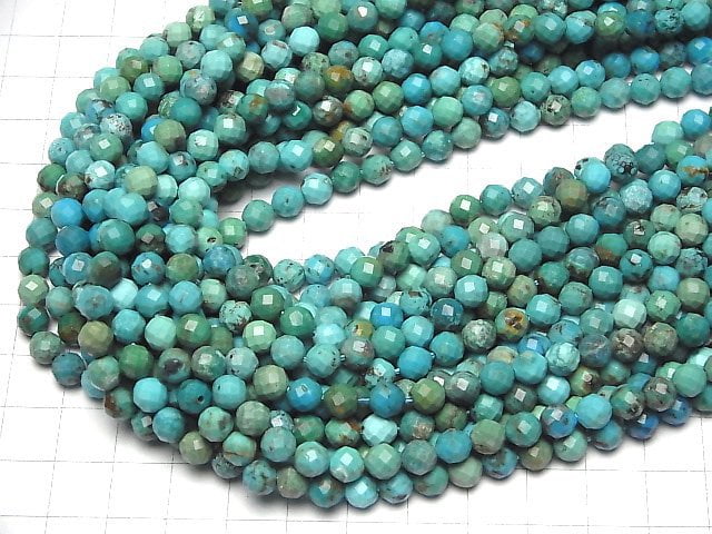 [Video] High Quality! Turquoise AA++ 64Faceted Round 6mm half or 1strand beads (aprx.15inch / 36cm)