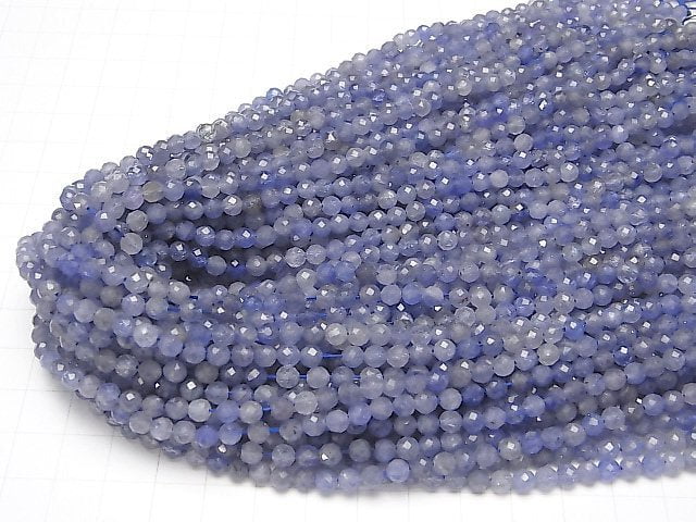 [Video] High Quality! Tanzanite AA++ Faceted Round 4mm half or 1strand beads (aprx.15inch / 37cm)