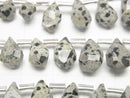 [Video] Dalmatian Jasper Rough Drop Faceted Briolette 1strand (18pcs)