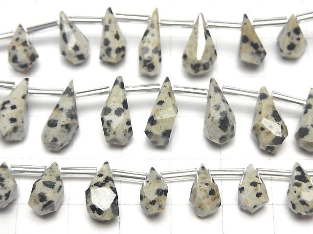 [Video] Dalmatian Jasper Rough Drop Faceted Briolette 1strand (8pcs)