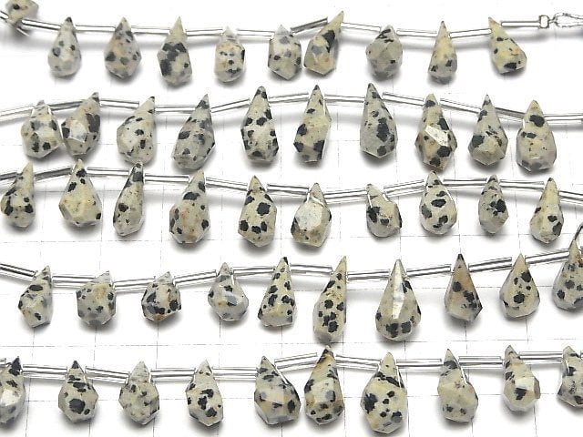 [Video] Dalmatian Jasper Rough Drop Faceted Briolette 1strand (8pcs)