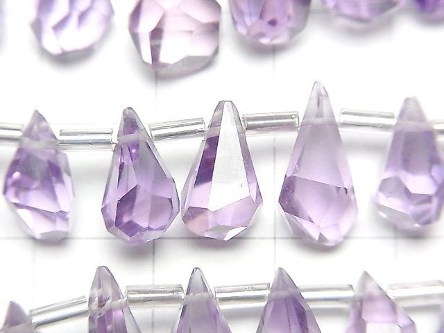 Améthyste Couleur Claire Haute Qualité AAA - Perles Briolettes Facettées Brutes en Goutte 1 fil (18pcs)