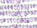 [Video]High Quality Light Color Amethyst AAA- Rough Drop Faceted Briolette 1strand (18pcs )