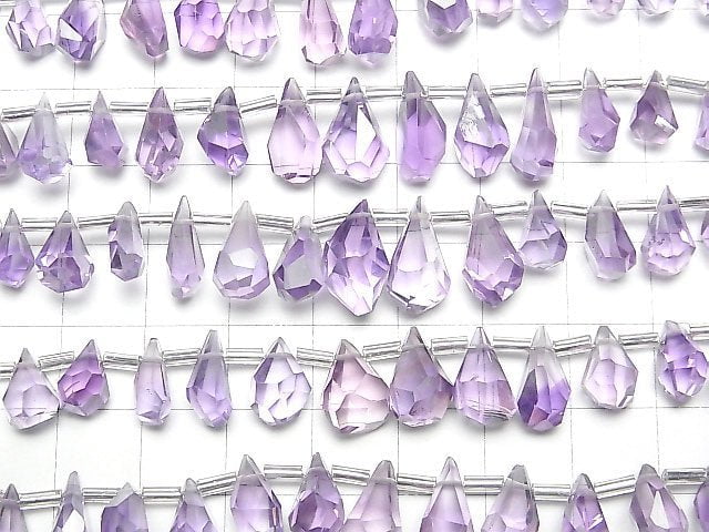 [Video]High Quality Light Color Amethyst AAA- Rough Drop Faceted Briolette 1strand (18pcs )