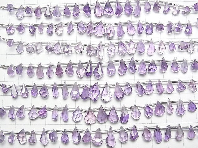 [Video]High Quality Light Color Amethyst AAA- Rough Drop Faceted Briolette 1strand (18pcs )