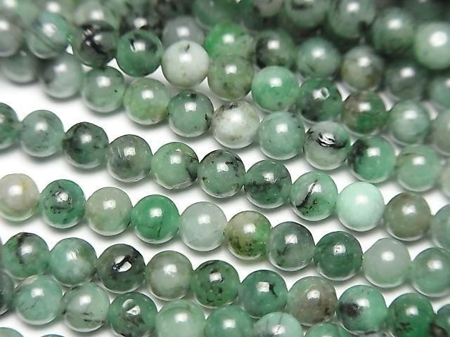 [Video] Brazilian Emerald AA++ Round 4mm half or 1-strand beads (approx. 15 inches/37 cm)