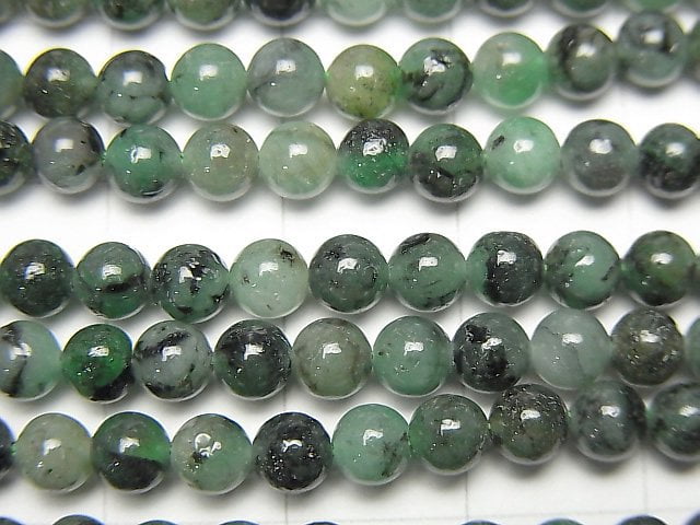 [Video] Brazil Emerald AA++ Round 4mm half or 1strand beads (aprx.15inch / 37cm)