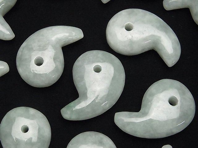 [Video] Burmese Jadeite AAA Comma Shaped Bead 35x22mm 1pc