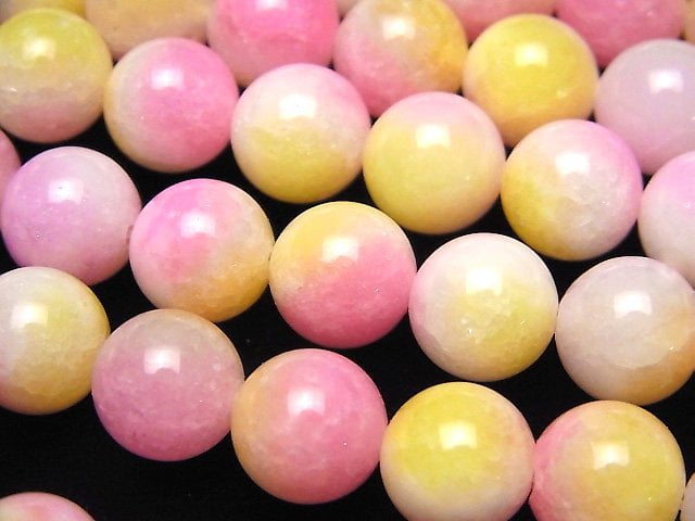 Pink & Yellow Jade Round 10mm 1strand beads (aprx.15inch/37cm)