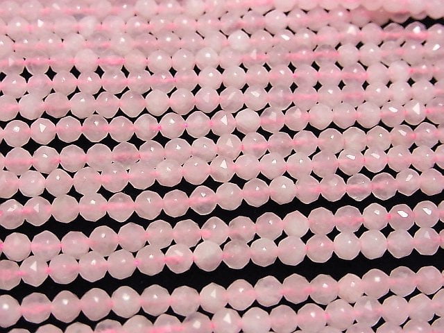 [Video] High Quality! Rose Quartz AA+ Star Faceted Round 4mm 1strand beads (aprx.15inch / 36cm)