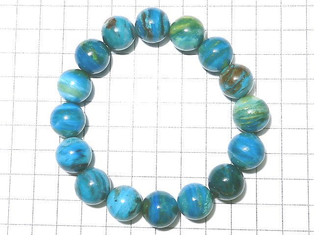 [Video] [One of a kind] Top Quality Peru Blue Opal AAAAA Round 13mm Bracelet NO.1