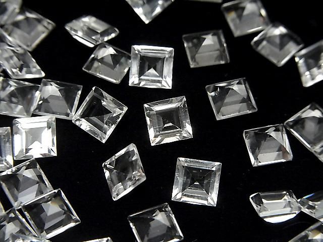 [Video] High Quality White Topaz AAA Loose Stone Square Faceted 6x6mm 5pcs
