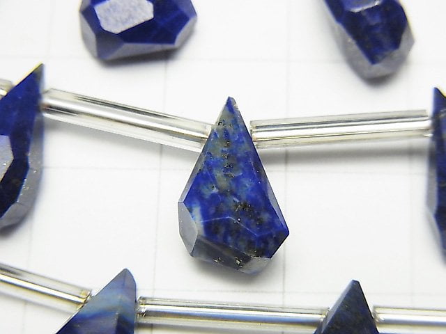 [Video] High Quality Lapislazuli AA Rough Drop Faceted Briolette [M size] 1strand (8pcs)