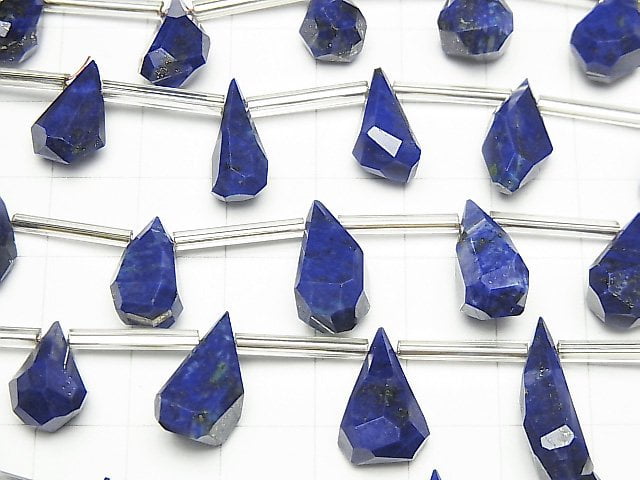 [Video] High Quality Lapislazuli AA Rough Drop Faceted Briolette [M size] 1strand (8pcs)