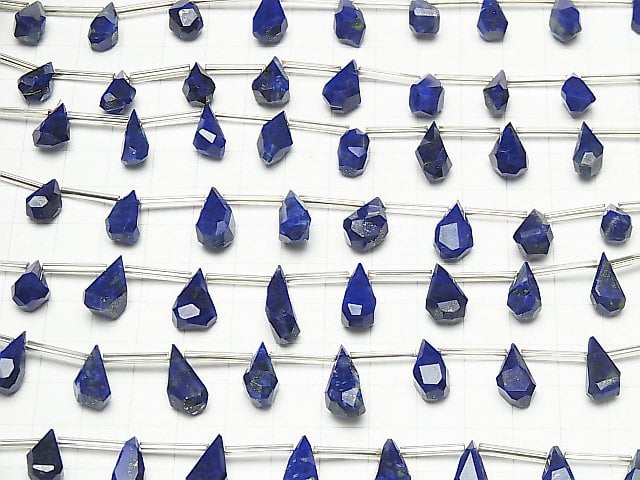 [Video] High Quality Lapislazuli AA Rough Drop Faceted Briolette [M size] 1strand (8pcs)