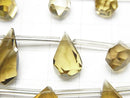 [Video] High Quality Beer Crystal Quartz AAA- Rough Drop Faceted Briolette [Medium-Dark Color] 1strand (8pcs)