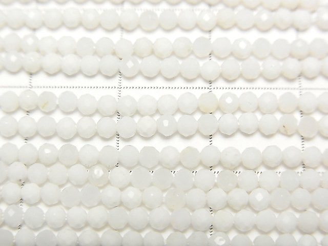 [Video] High Quality! White Onyx AAA- Faceted Round 2mm 1strand beads (aprx.15inch / 37cm)