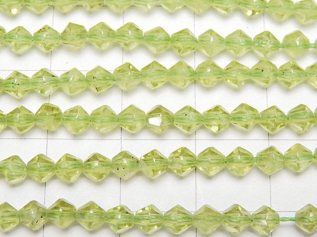 [Video] High Quality! Peridot AAA- Abacus Cut 4x4x3.5mm 1strand beads (aprx.15inch / 37cm)