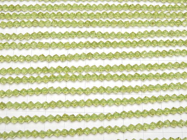 [Video] High Quality! Peridot AAA- Abacus Cut 4x4x3.5mm 1strand beads (aprx.15inch / 37cm)